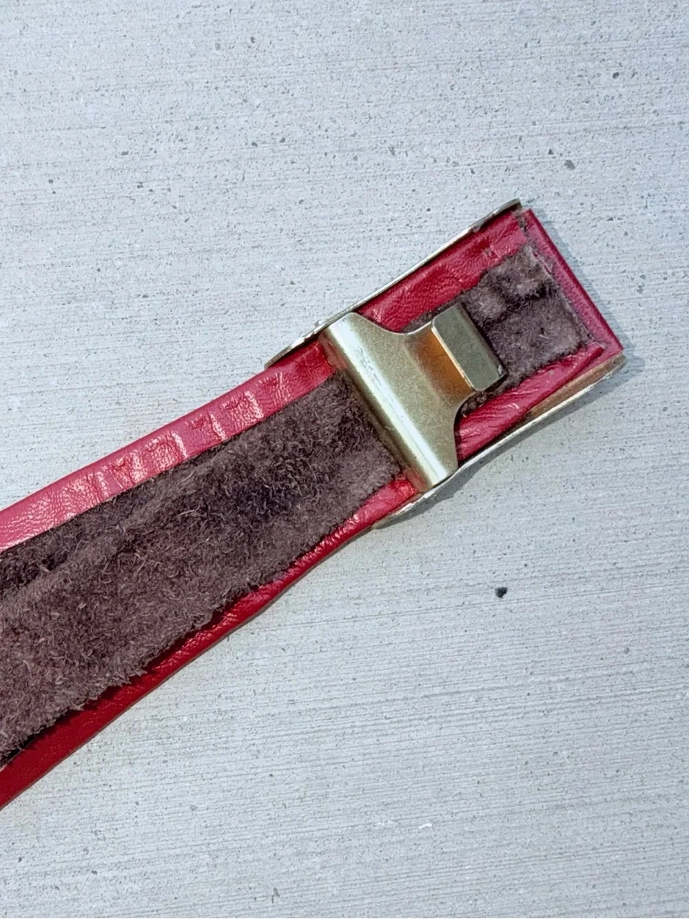 Vintage Red Leather Bow Style Waist Belt